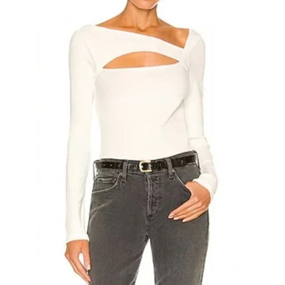 Citizens of Humanity Iris Cutout Ribbed Long Sleeve Tee Top Shirt White Small